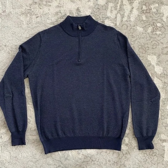 CANALI Wool and Cotton Blend Quarter-Zip Sweater large - Picture 2 of 11